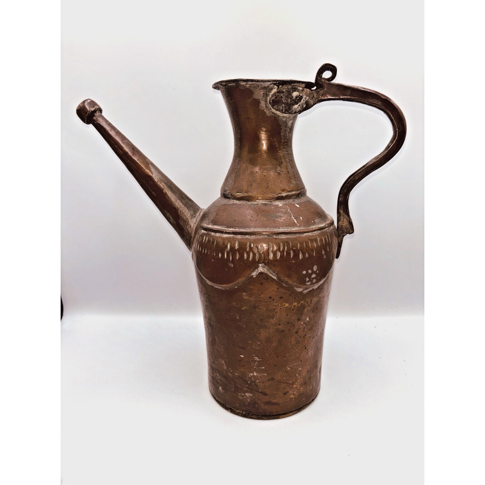 Antique Siirt ibrik Coffee Handcrafted Copper Ewer Turkey Heavy Thick Turkish